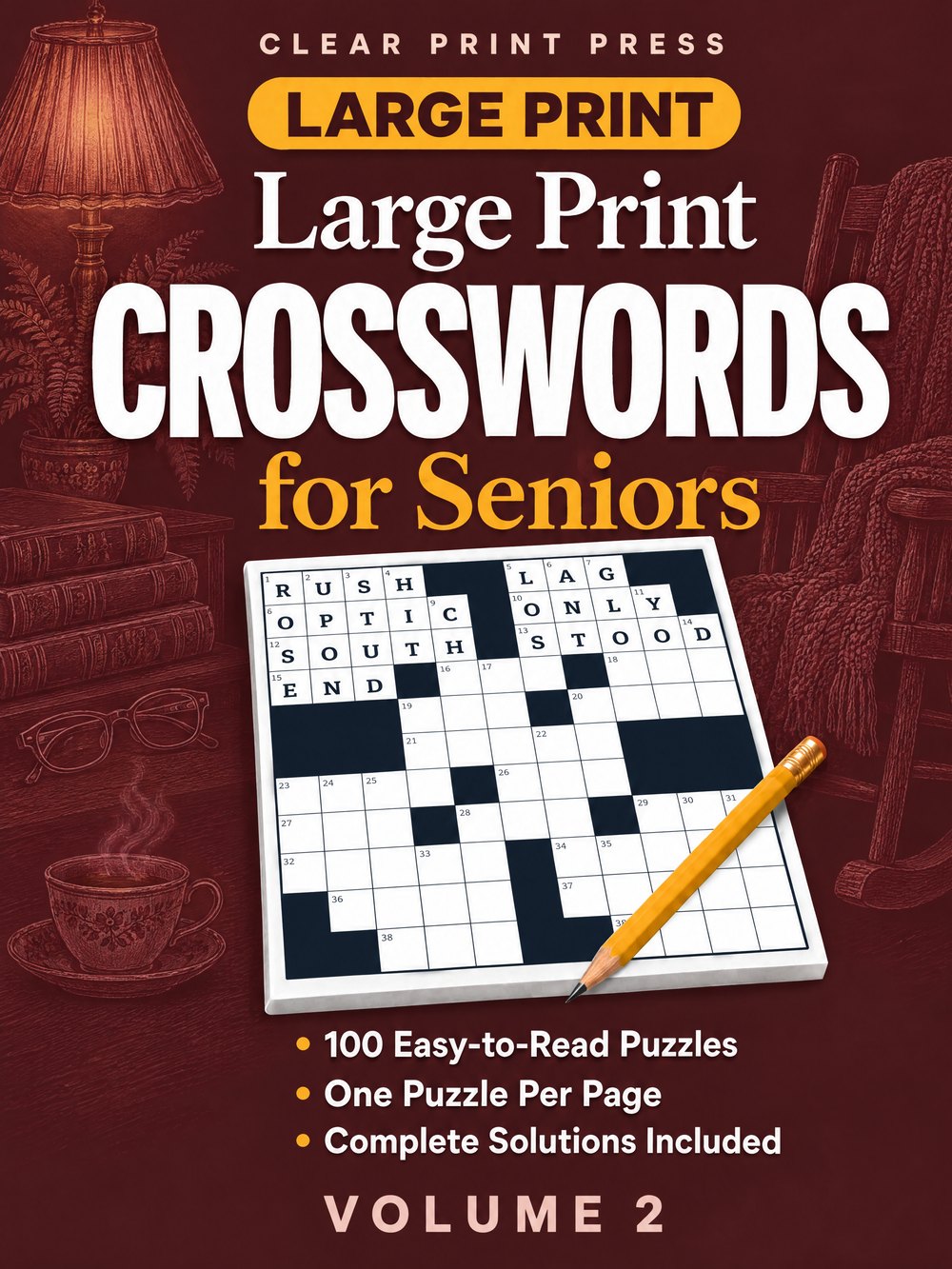 Large Print Crosswords for Seniors, Volume 2 — book cover