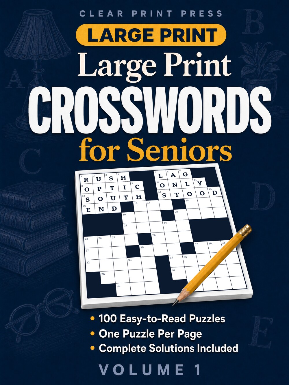 Large Print Crosswords for Seniors, Volume 1 — book cover