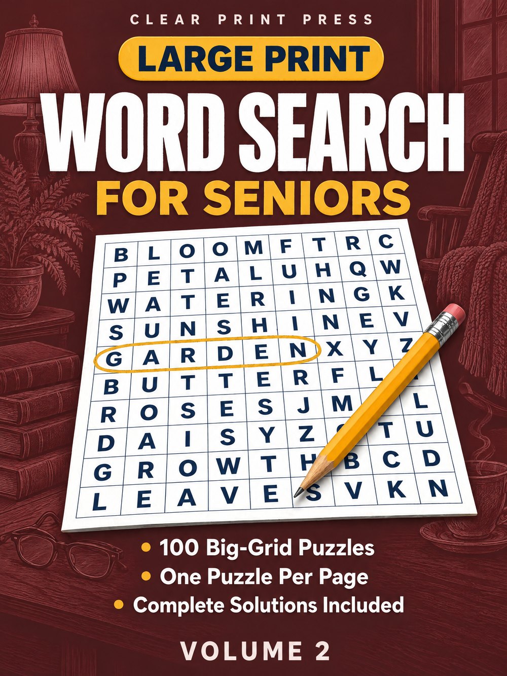 Large Print Word Search for Seniors, Volume 2 — book cover