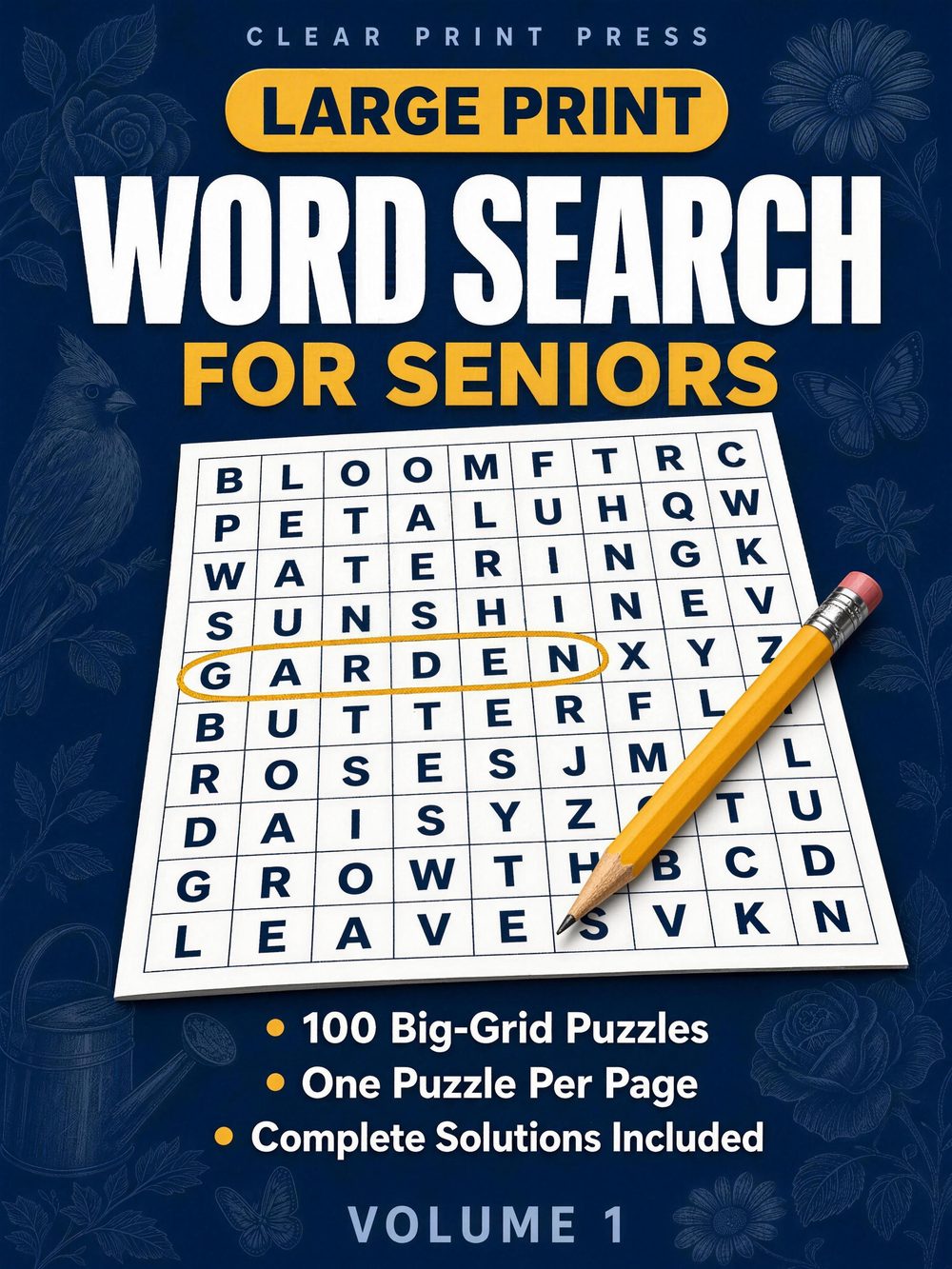 Large Print Word Search for Seniors, Volume 1 — book cover